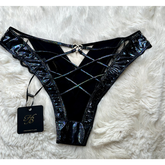 Honey Birdette OLYMPIA🖤 Black Oil Slick Shimmer 2 Piece Set 32DDD & S Brief - Picture 7 of 8